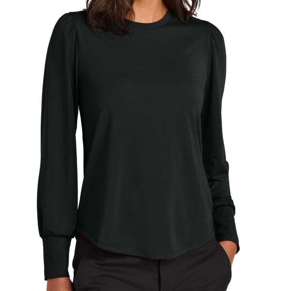 Women's Stretch Jersey Long Sleeve Blouson Top Thumbnail