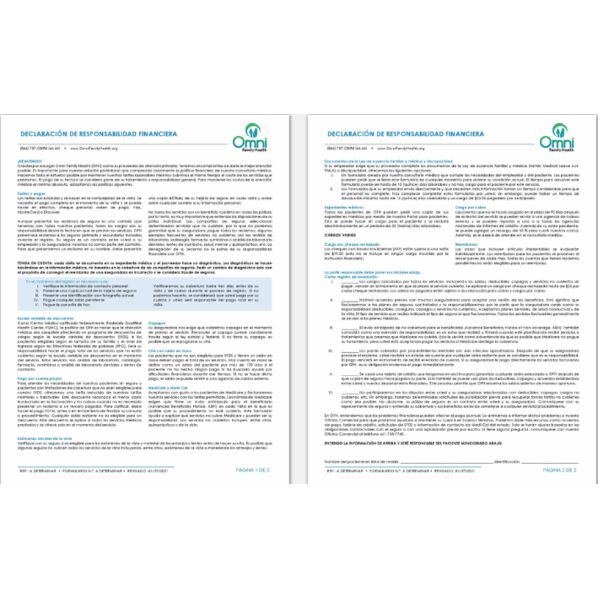 CFC18 Patient Financial Responsability Form - SPANISH Thumbnail