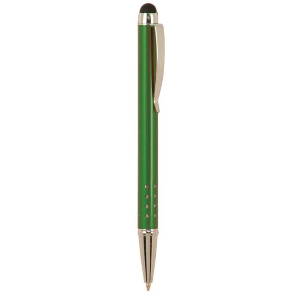 Green with Silver Trim Laserable Pen with Stylus Thumbnail