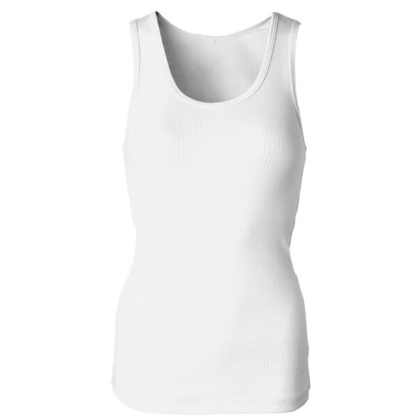 Ladies’ 2x1 Rib Racerback Longer Length Cotton Tank Top Thumbnail