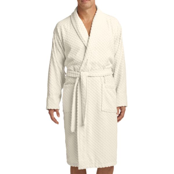 Checkered Terry Shawl Collar Robe Thumbnail