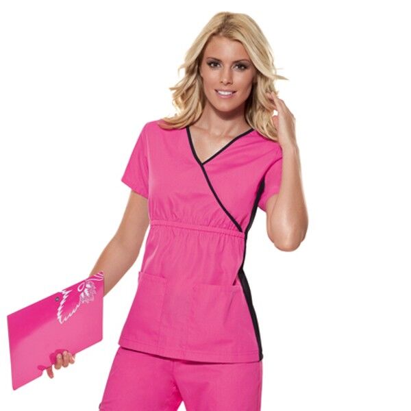 Women's Cherokee Flexibles Mock Wrap Knit Panel Top - 2 Pockets Thumbnail